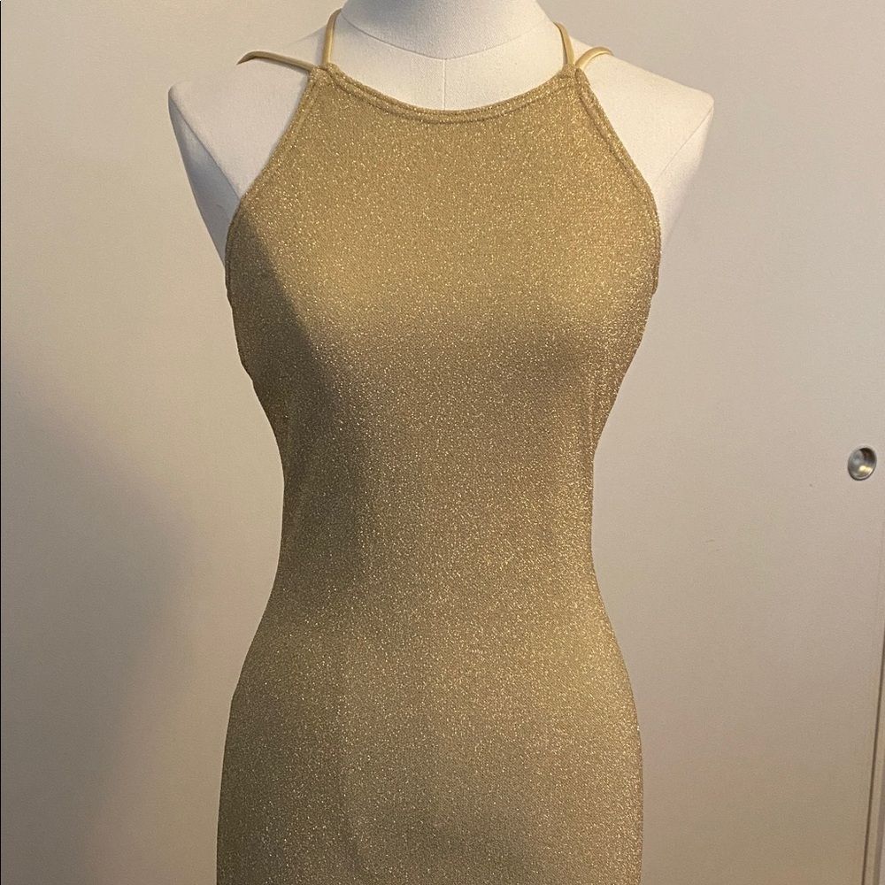Vintage 80's / 90's Roberta Gold Maxi Dress Size Small - Picture 3 of 16